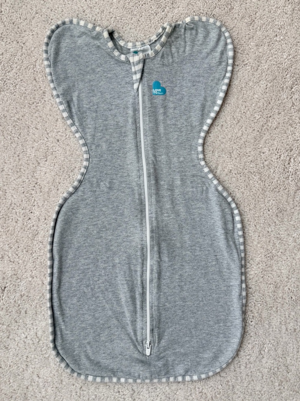 Love to Dream Grey Infant Swaddle with Striped Trim